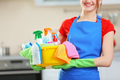 Professional hard floor cleaning service in a London property entrance