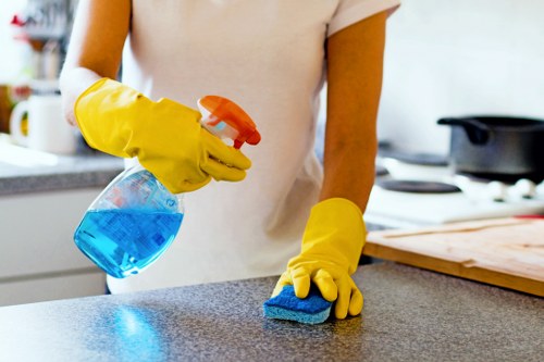 Close-up of fabric sofa upholstery cleaning process