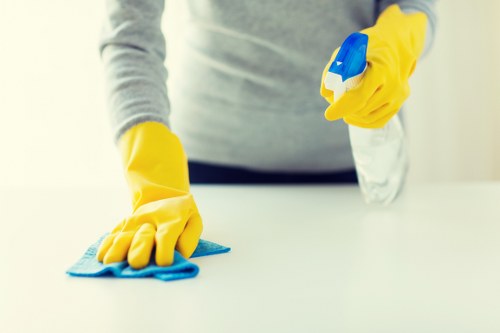 Team following health and safety procedures during tenancy cleaning
